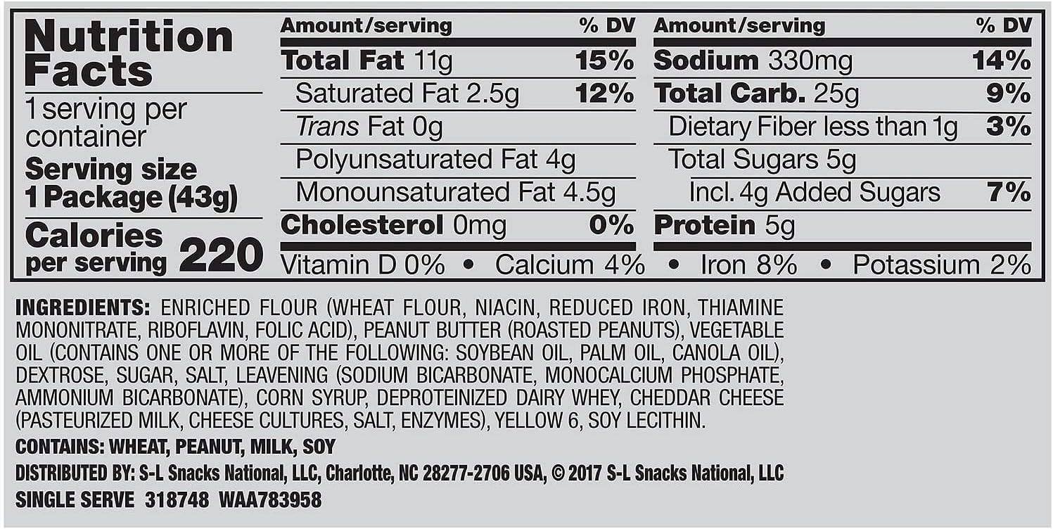 Lance Toast Chee Peanut Butter Crackers, Pack of 6, Box Of 40