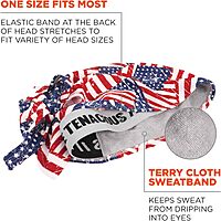 ERGODYNE Chill-Its 6615 High-Performance Bandana Doo Rag with Terry Cloth Sweatband