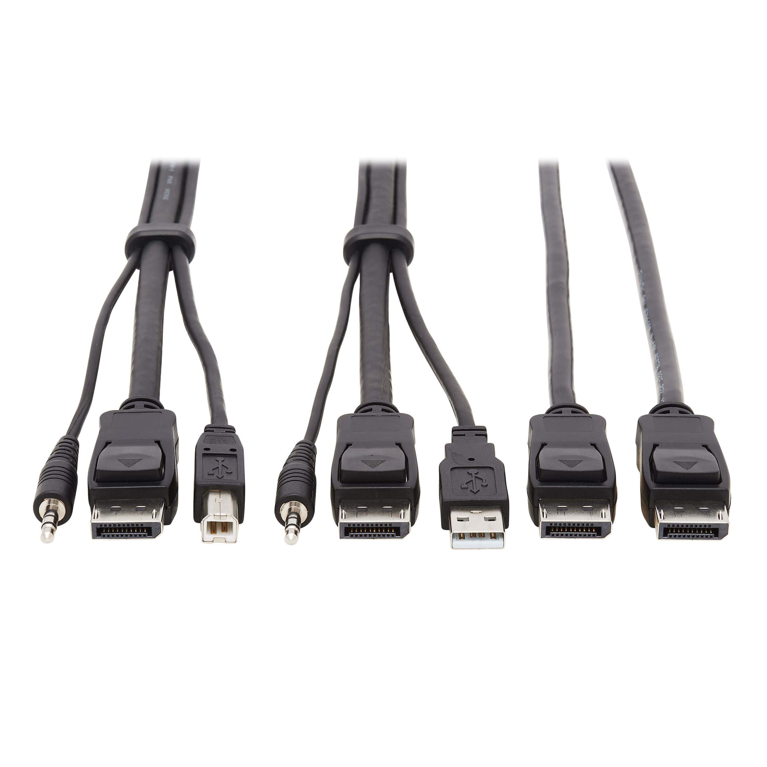 Tripp Lite Dual DisplayPort KVM Cable Kit 4K USB 3.5 mm Audio 3xM/3xM 10ft - 60 MB/s - Supports up to 3840 x 2160
