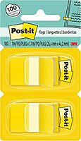 Post-it Flags, 50/Dispenser, 2 Dispensers/Pack, 1 in Wide, Yellow (680-YW2) 100 Flags Yellow