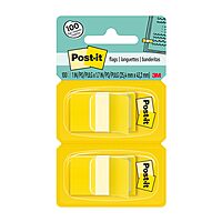 Post-it Flags, 50/Dispenser, 2 Dispensers/Pack, 1 in Wide, Yellow (680-YW2) 100 Flags Yellow