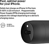 Belkin BoostCharge™ 30W Fast Car Charger, Compact Design withUSB-C Power Delivery Port, USB-C to Lightning Cable Included