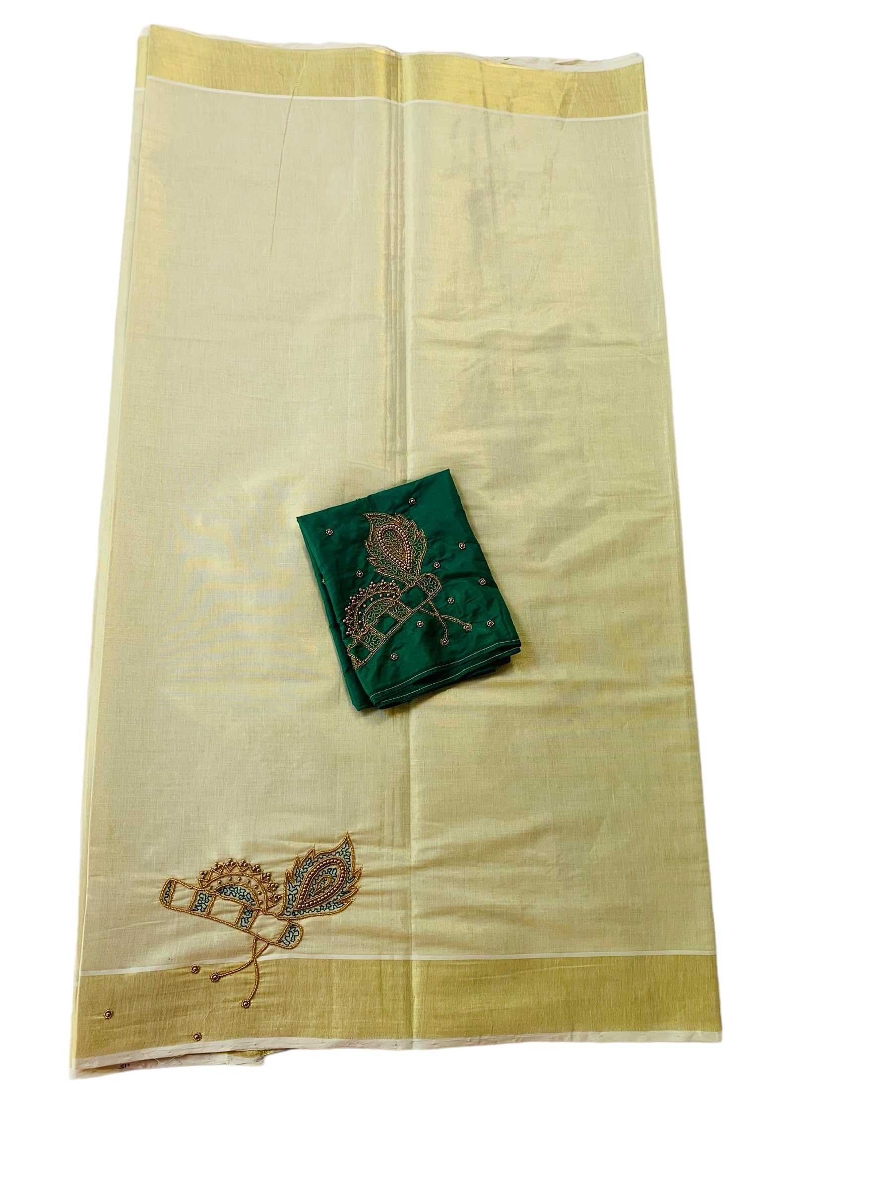 Kuthampully Kerala Kasavu Sarees For Women | Handcrafted Aari work Kerala Sarees | Tissue Onam Saree With Running Blouse | South Indian Sarees | Onam Saree EKM-780
