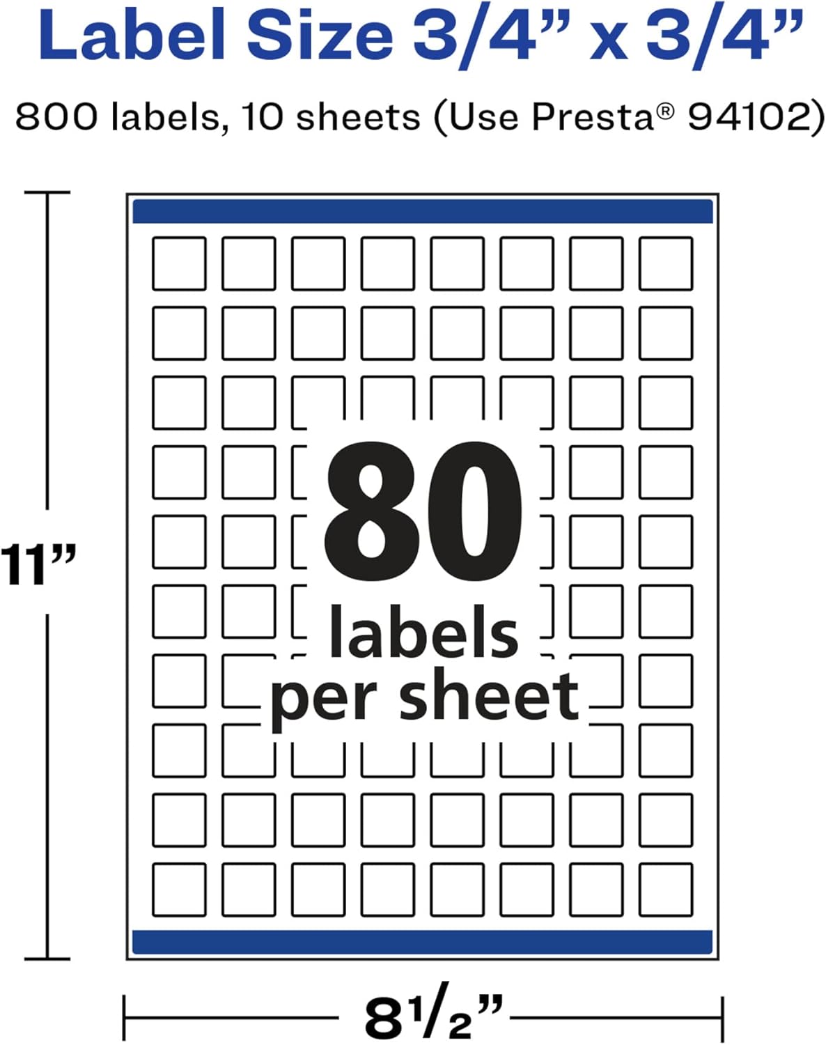 Avery Glossy White Square Labels, Sure Feed Technology, 3/4" x 3/4", 800 Glossy White Labels, Print-to-The-Edge