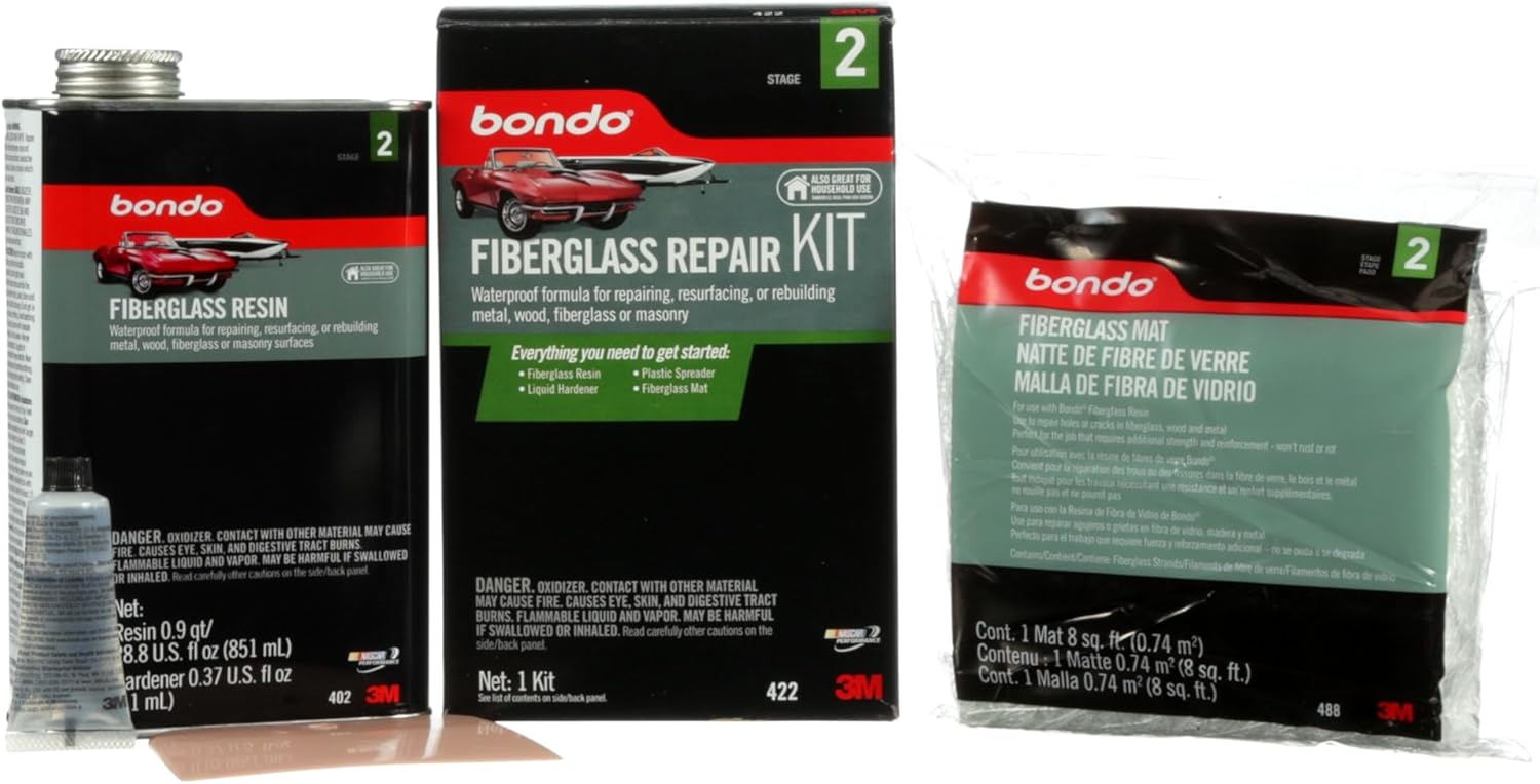 Bondo Fiberglass Resin Repair Kit, 00422, 0.9 Quart