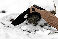 Smith & Wesson M&P SWMP13GLS 8.2in High Carbon S.S. Folding Knife with 3.5in Serrated Clip Point Blade and Aluminum Handle for Tactical, Survival and EDC