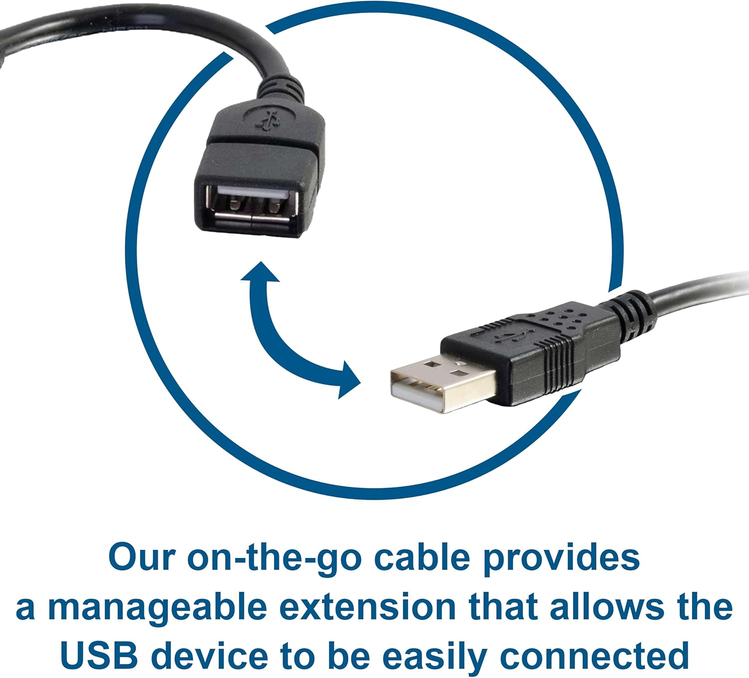 C2G Legrand USB Cable, USB A to A Cable, Short Extension USB Cable for USB Devices, 6 Inch USB Cord, Black, 1 Count