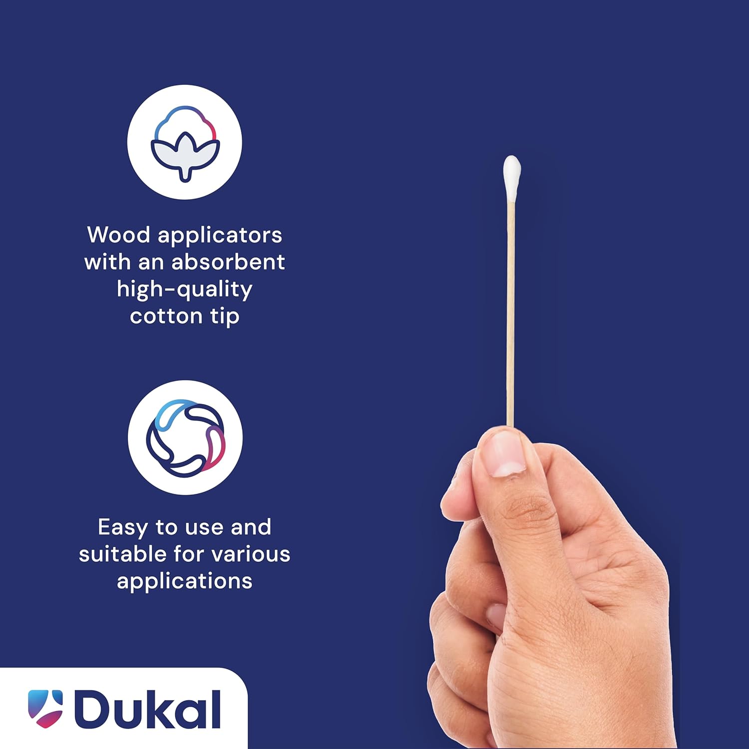 Dukal 9006 Cotton Tipped Applicator, Non-Sterile, 6" (10 Bags of 100) (Pack of 1000)