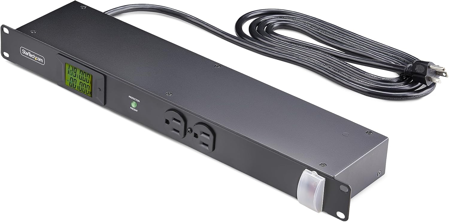 StarTech.com 1U Horizontal Rack Mount Metered PDU Server Power Strip with Surge Protector