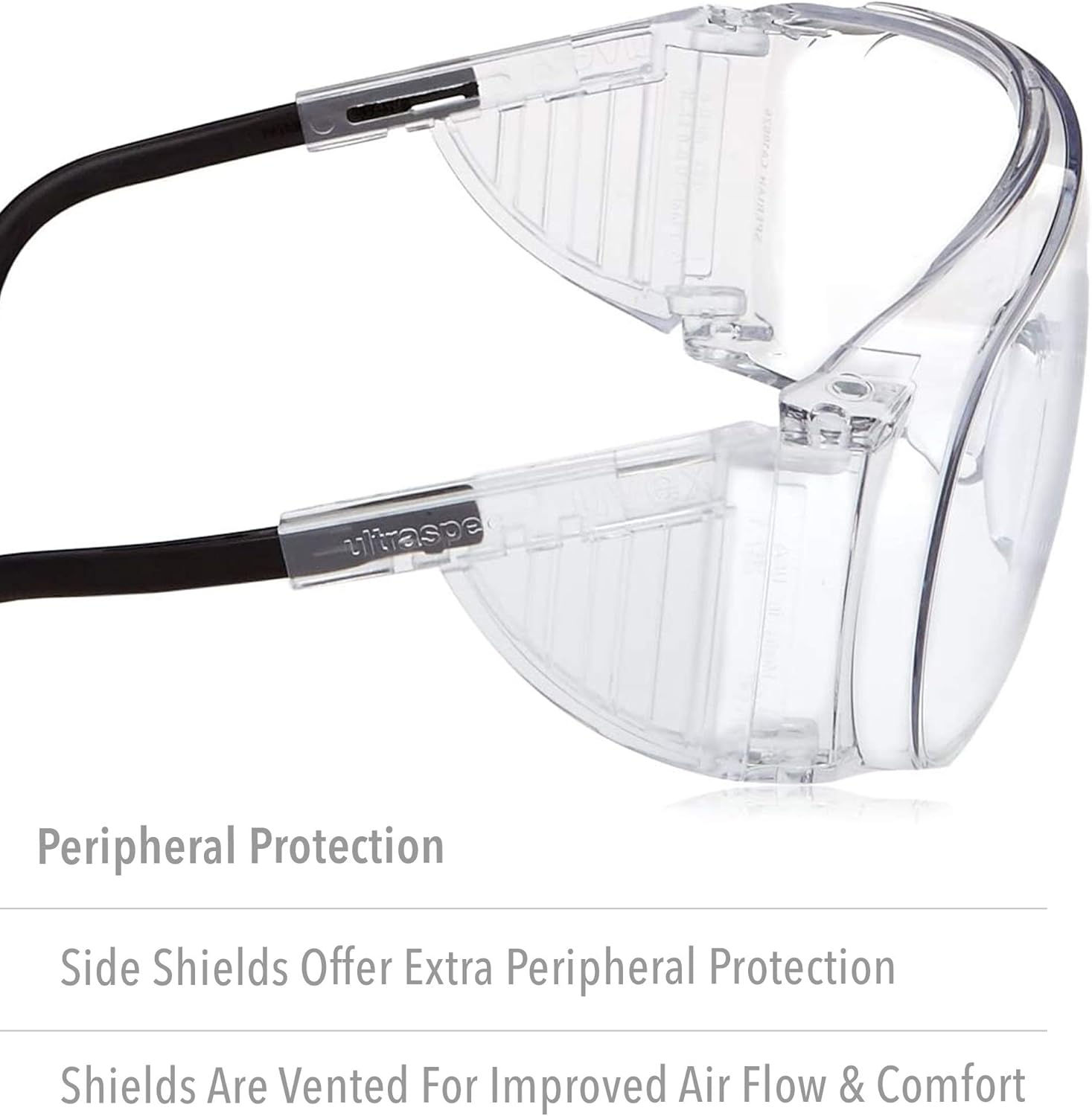 Honeywell Uvex Ultra-Spec 2000 Visitor Specs Safety Glasses with Clear Ultra-Dura Anti-Scratch Lens (S0300)