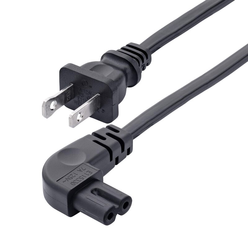 StarTech.com Laptop Power Cord NEMA 1-15P to Right Angle IEC C7, 18AWG, 7A 125V
