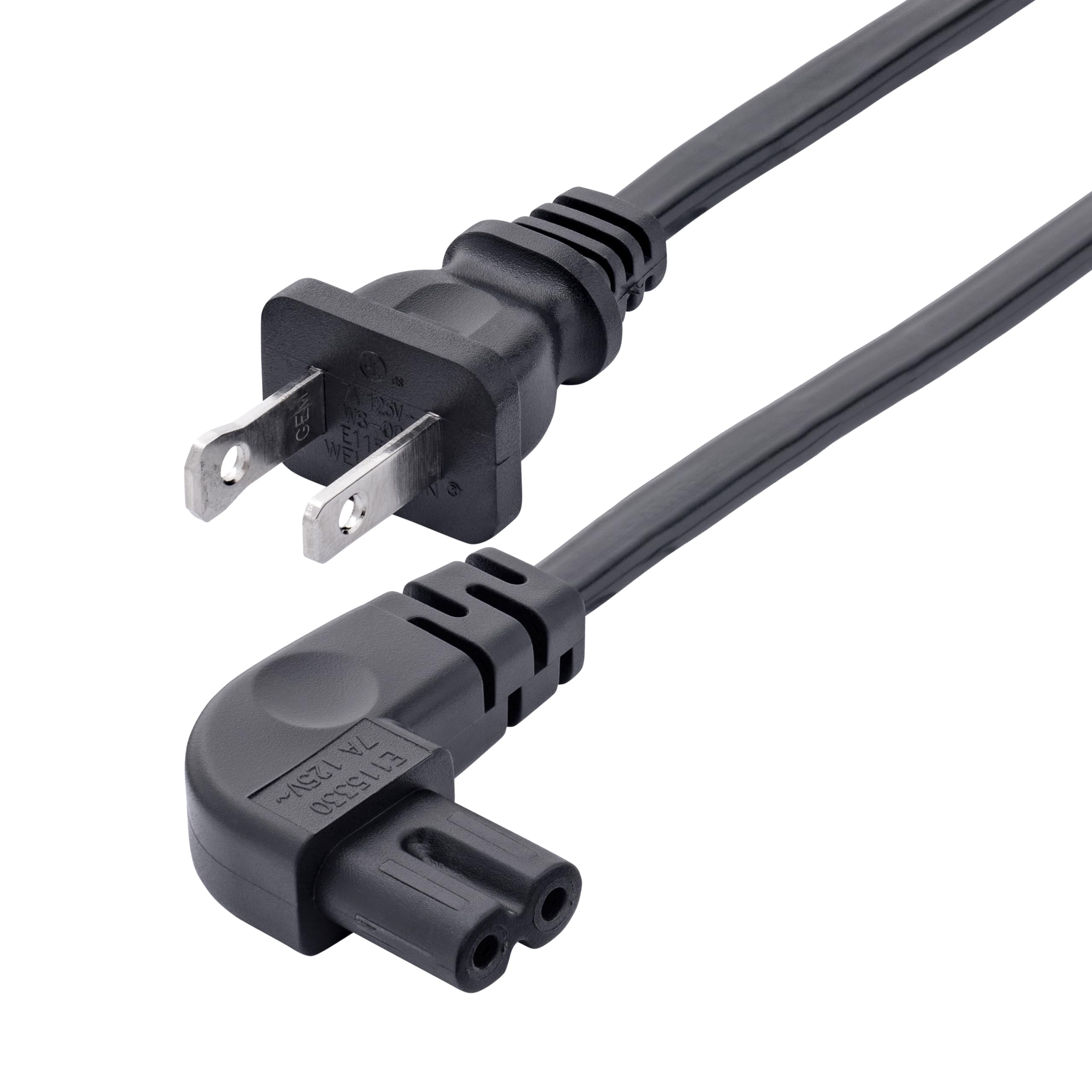 StarTech.com Laptop Power Cord NEMA 1-15P to Right Angle IEC C7, 18AWG, 7A 125V