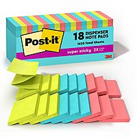 Post-it Super Sticky Pop Up Notes, 3 in x 3 in, 18 Pads, 90 Sheets/Pad, 2x the Sticking Power, School and Office Supplies, Sticky Notes for Surfaces