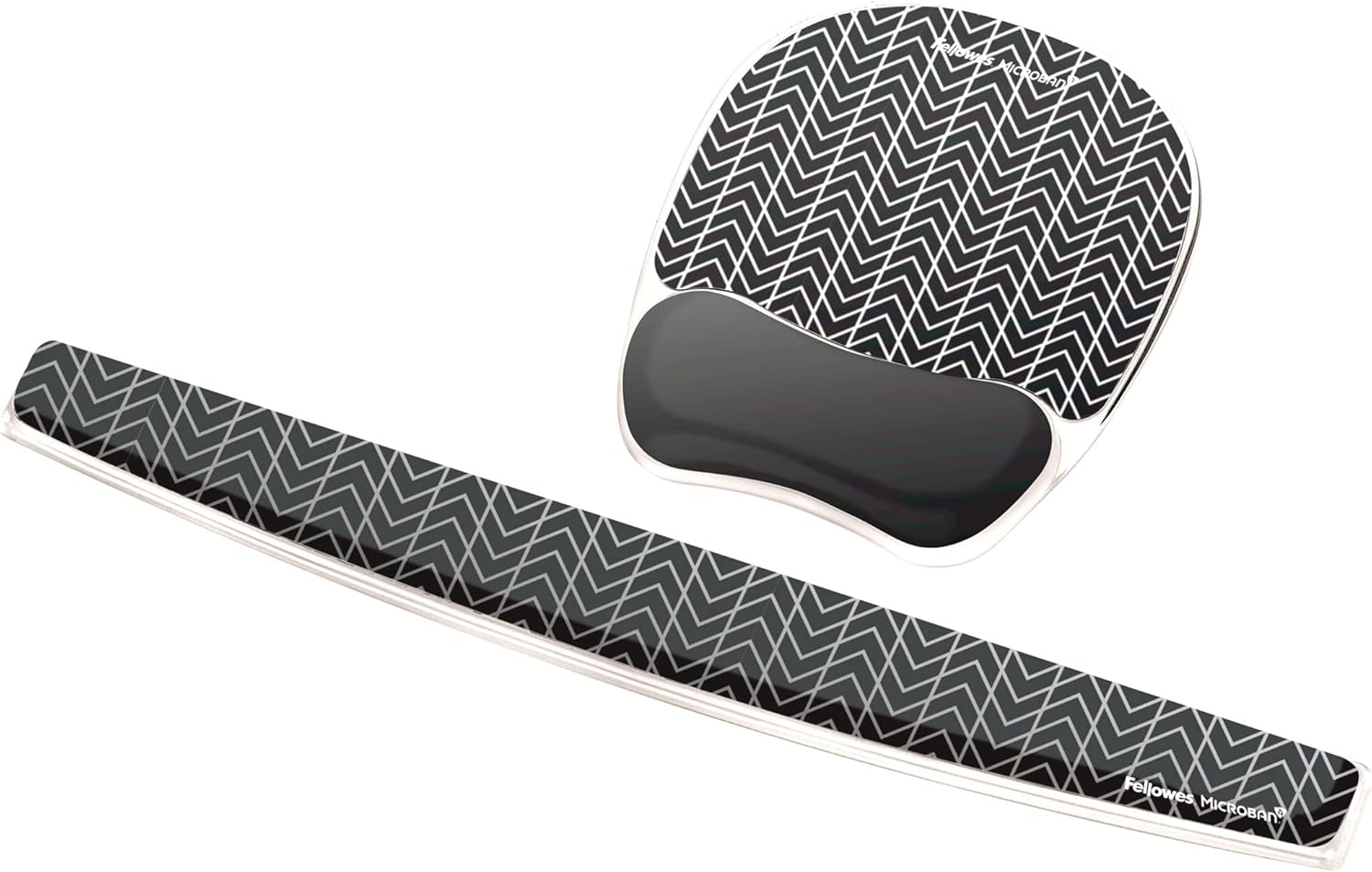 Fellowes Photo Gel Mouse Pad Wrist Rest with MICROBAN - Black Chevron (9549901)
