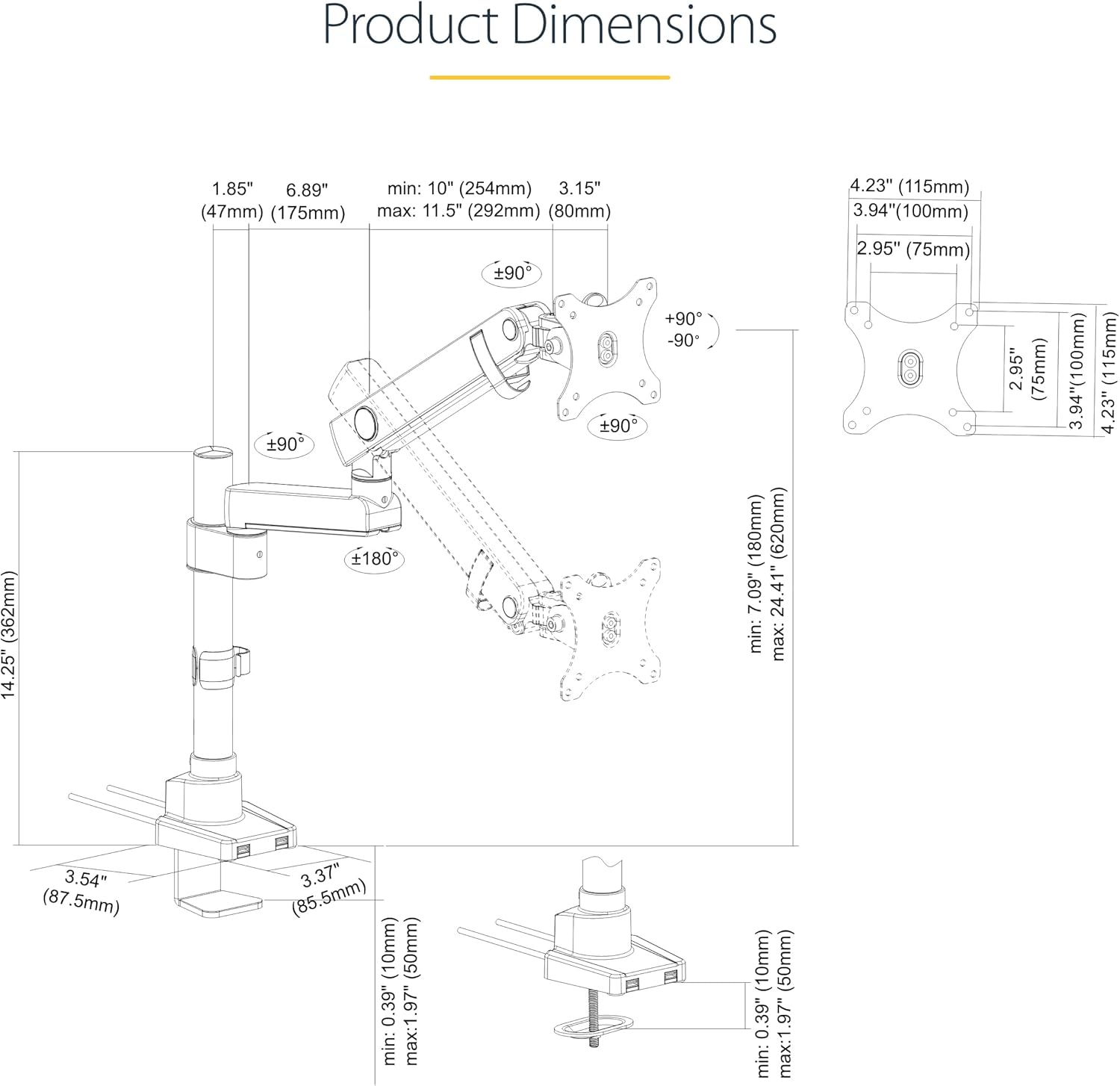 StarTech.com Desk Mount Monitor Arm (VESA 75/100)