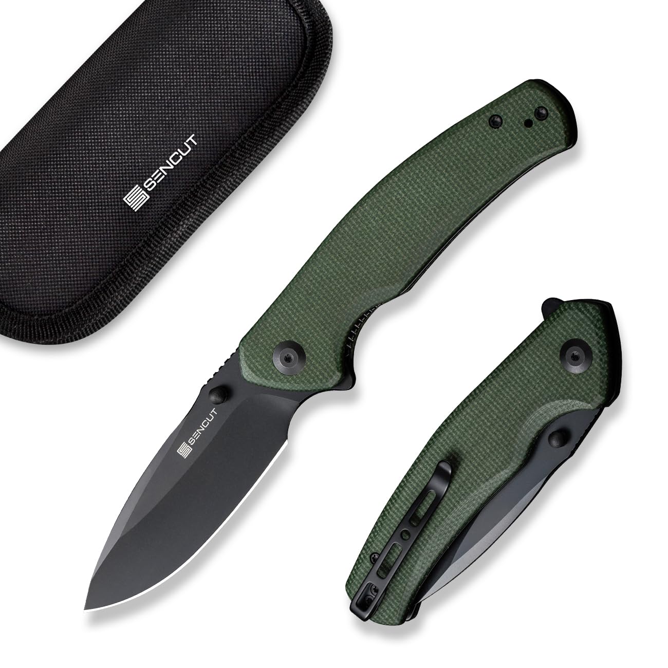 SENCUT Slashkin Folding Pocket Knife, Thumb-Stud & Flipper Opener