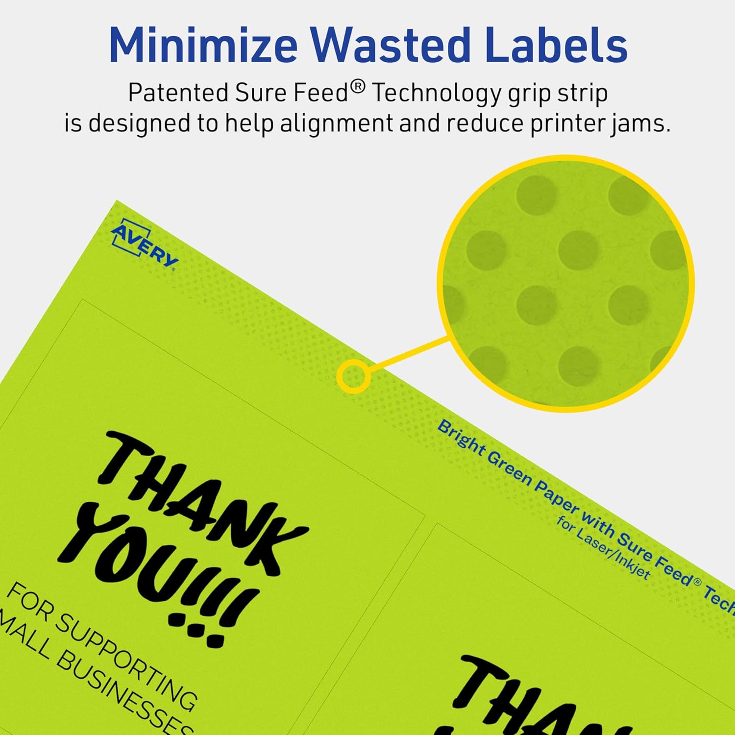 Avery Printable Square Labels, Sure Feed Technology, 4" x 4", Bright Green Labels, Laser/Inkjet Printable, 40 Total, Great for Packaging and Ingredients 40 labels