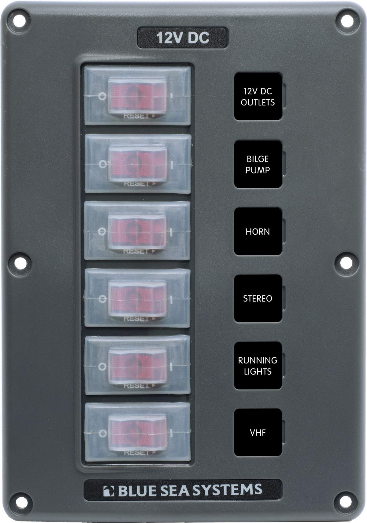 Blue Sea Systems Water-Resistant Circuit Breaker Switch Panel
