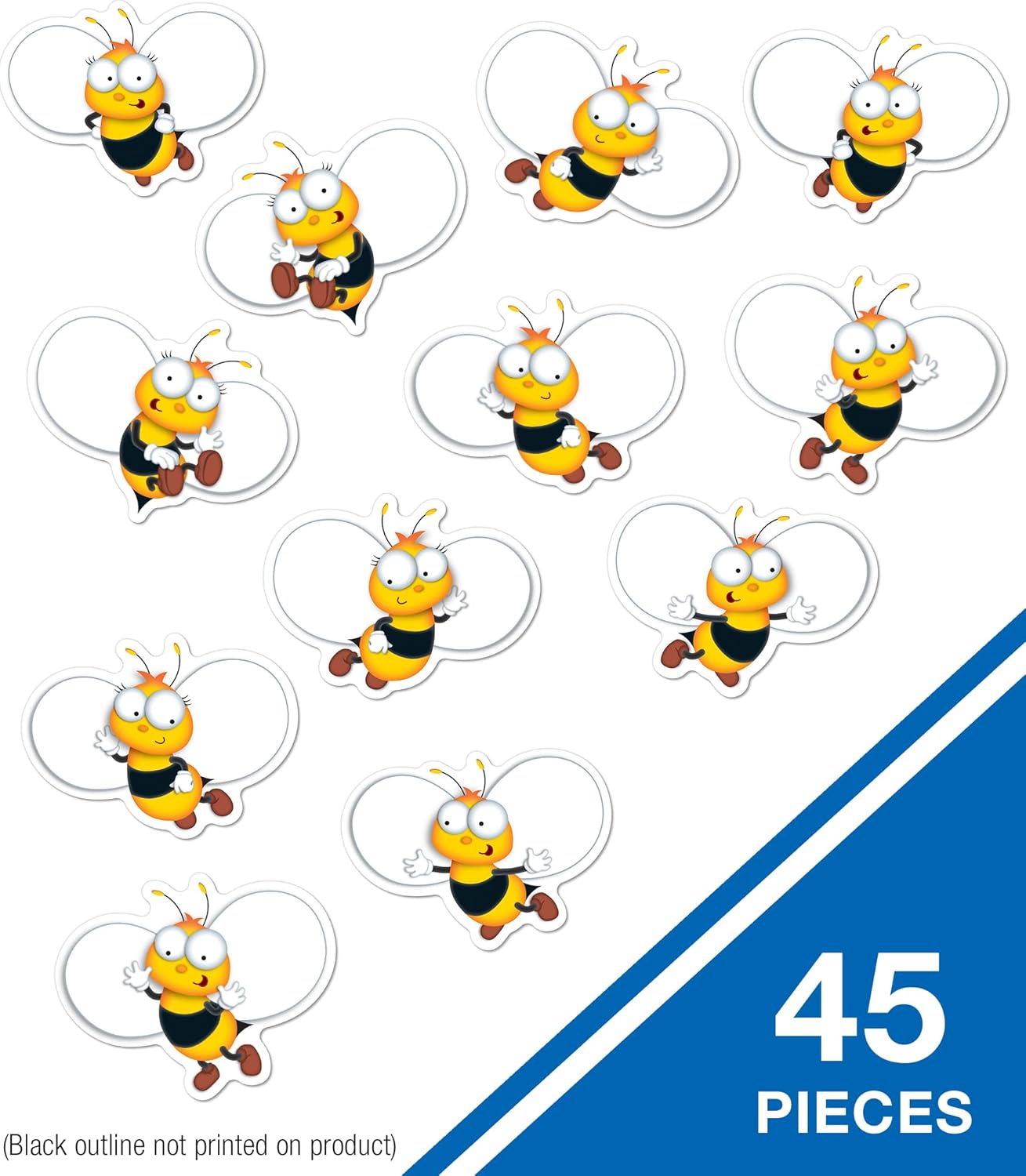 Carson Dellosa 45-Piece Buzz-Worthy Bee Cutouts, Colorful Cardstock Bumblebee Cut Outs for Spring Decor, Party