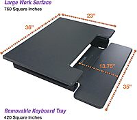 Victor DCX760G High Rise Collection Height Adjustable Standing Desk with Removable Keyboard Tray | Gray | 36” Wide Standing