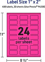 AVERY Printable Rectangle Labels, Sure Feed Technology, 1" x 2", Neon Magenta, Print-to-The-Edge, Laser/Inkjet Printable