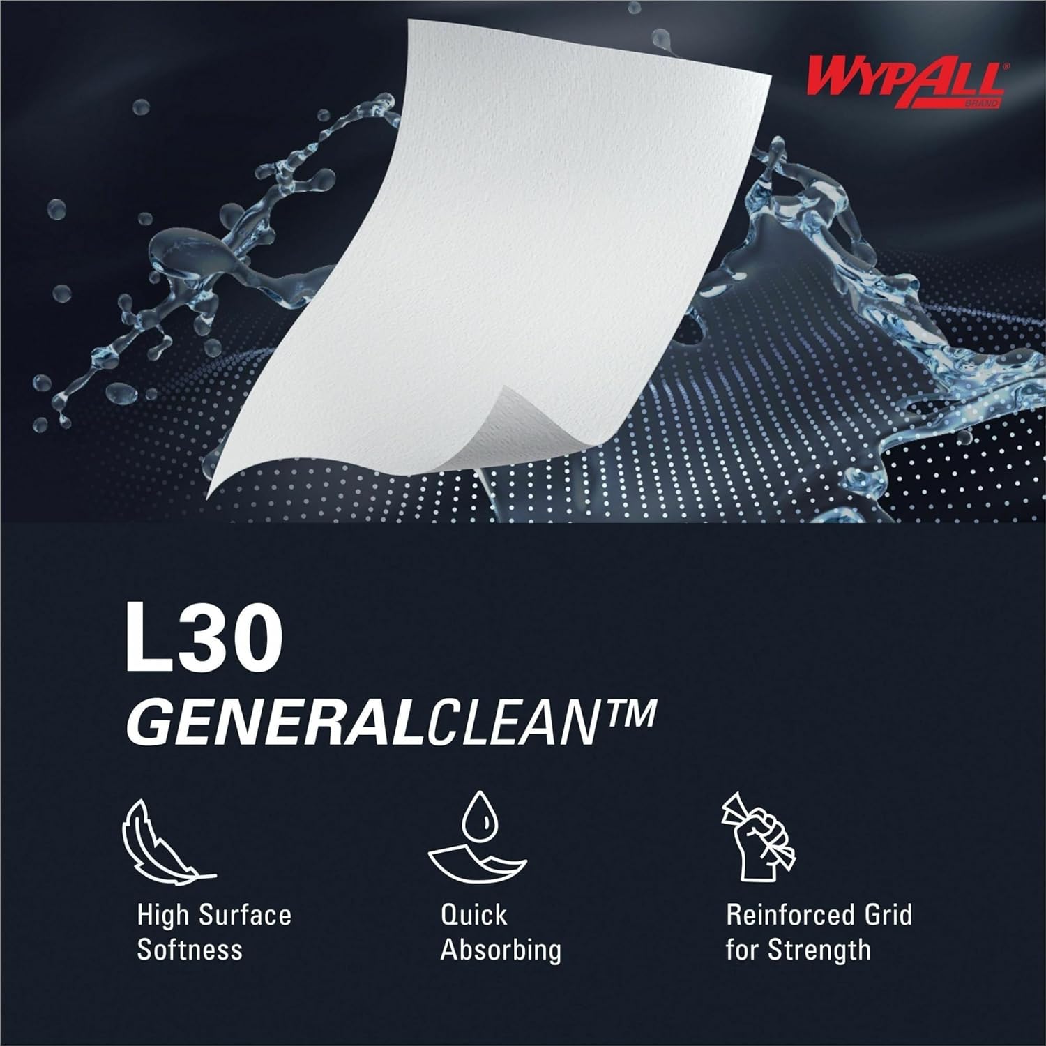 Wypall L30 General-Purpose Wipers - 11" x 10.40" - 70 Sheets/Roll - White - Perforated, Light Duty, Wet Strength, Soft