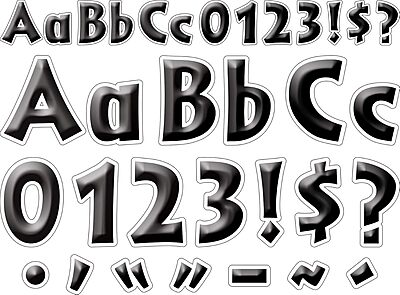 BARKER CREEK Letter Pop-Out Set, 2" & 4" Black Tie Affair, Set Includes 255 4" and 676 2" Letters, Numbers & Punctuation Marks, Multicolor Designer Letters, Office, Home and School Décor (3504)