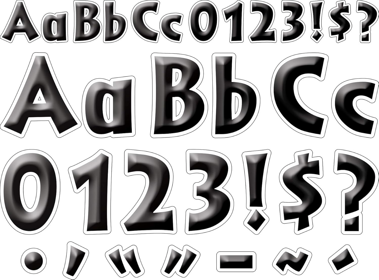 BARKER CREEK Letter Pop-Out Set, 2" & 4" Black Tie Affair, Set Includes 255 4" and 676 2" Letters