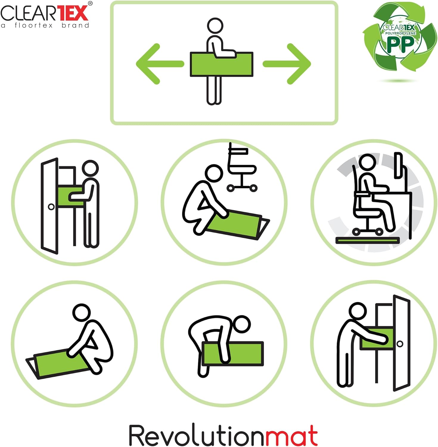 FLOORTEX Cleartex Revolutionmat Polypropylene Rectangular Chair Mat for Hard Floors