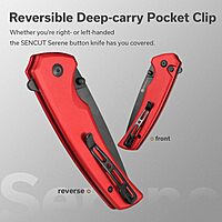 SENCUT Serene Button Lock Folding Pocket Knife with 3.48" D2 Stonewashed Blade, Aluminum Handle, Thumb Stud & Flipper