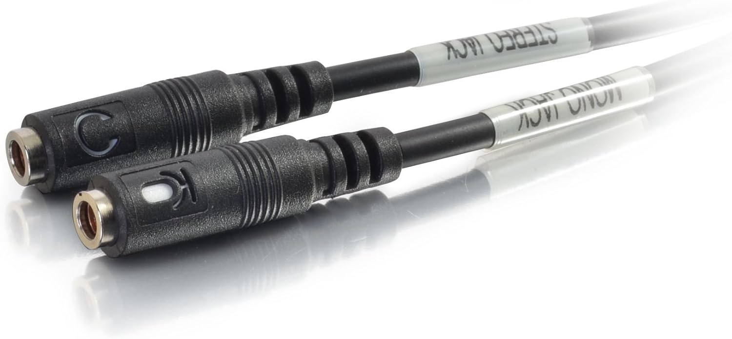 C2G Legrand 4-Pin 3.5MM Port Cable, Black Microphone Cable Y-Splitter, 6 Inch Splitter Y-Cable with Headset Splitter Adapter