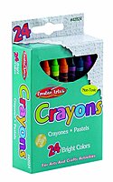Charles Leonard Creative Arts Crayons, 3-1/2in x 5/16in, Assorted Colors, 24 Crayons Per Box, Pack Of 24 Boxes