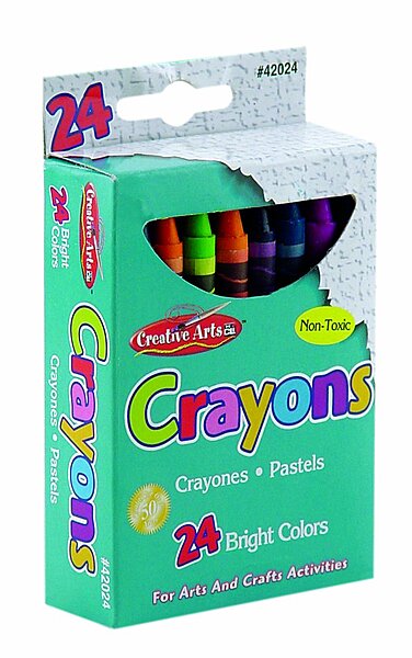 Charles Leonard Creative Arts Crayons, 3-1/2in x 5/16in, Assorted Colors, 24 Crayons Per Box, Pack Of 24 Boxes