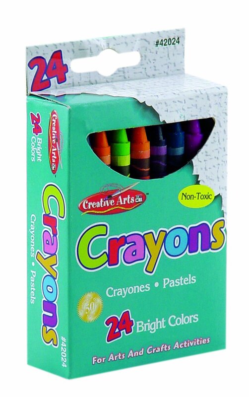 Charles Leonard Creative Arts Crayons, 3-1/2in x 5/16in, Assorted Colors, 24 Crayons Per Box, Pack Of 24 Boxes