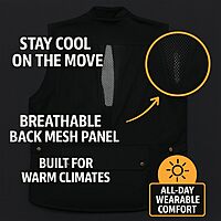 CAMPCO Humvee Utility Safari Vest - 100% Cotton Tactical Travel Vest