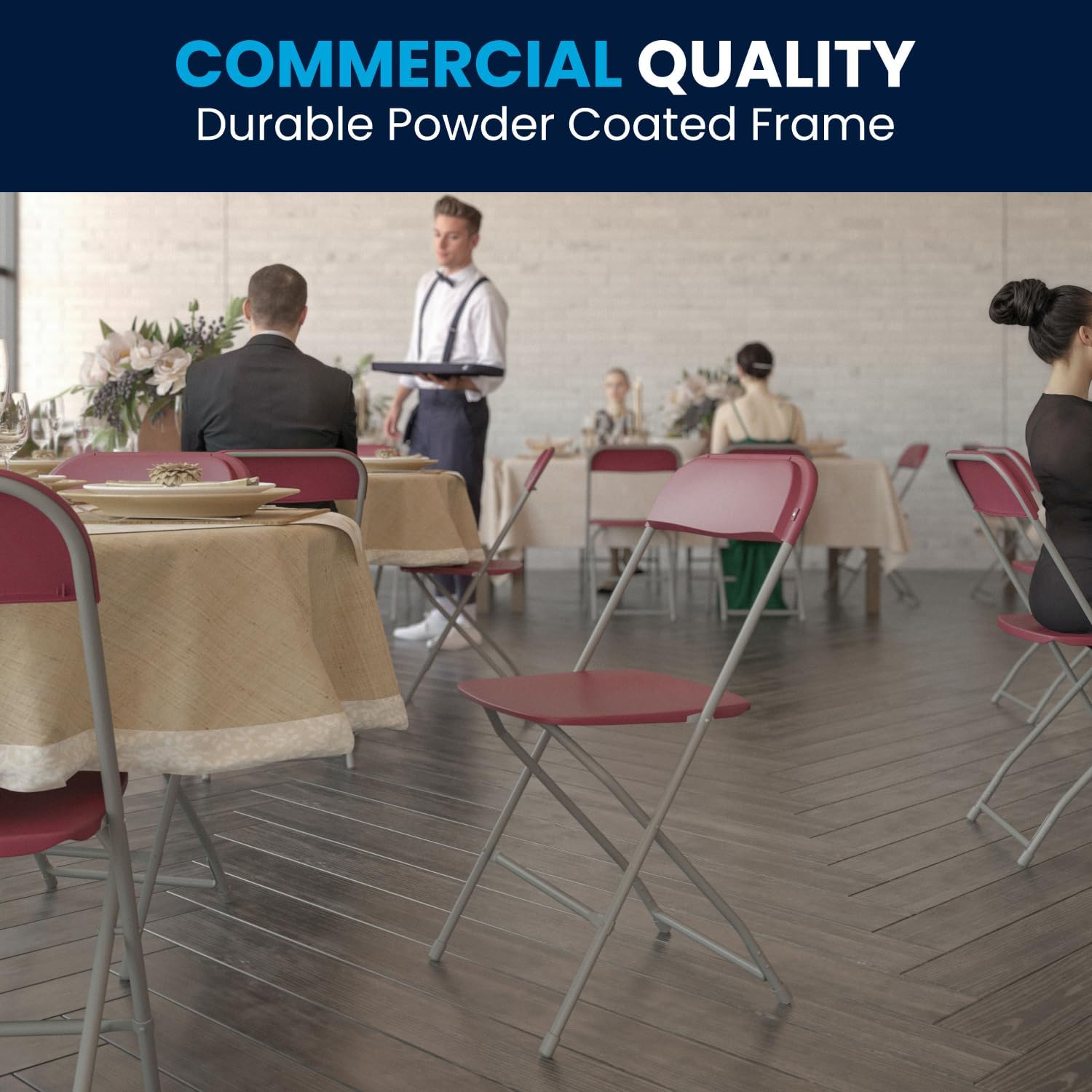 Flash Furniture Hercules Series Commercial-Grade Plastic Folding Chair - 650LB Weight Capacity