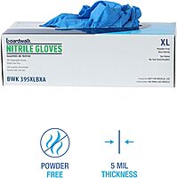 Boardwalk Disposable General-Purpose Powder-Free Nitrile Gloves, X-Large, Blue, Box Of 100 Gloves