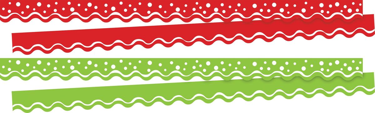 Barker Creek Double-Sided Scalloped Edge Border, Christmas, Cherry & Lime, Trim out Bulletin Boards and Create Colorful Displays with 78' of Designer Double-Sided Border, 2.25" x 78', Set of 2 (4023)
