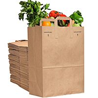 Duro 70# Large Brown Paper Shopping Bags with Handles Bulk, 300 Pcs 12x7x17 - Heavy Duty Restaurant Takeout/To Go Bags, Delis, & Retail Merchandise 1 Count (Pack of 300)