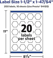 AVERY Durable Waterproof Hexagon Labels, Sure Feed Technology, 1-1/2" x 1-47/54"