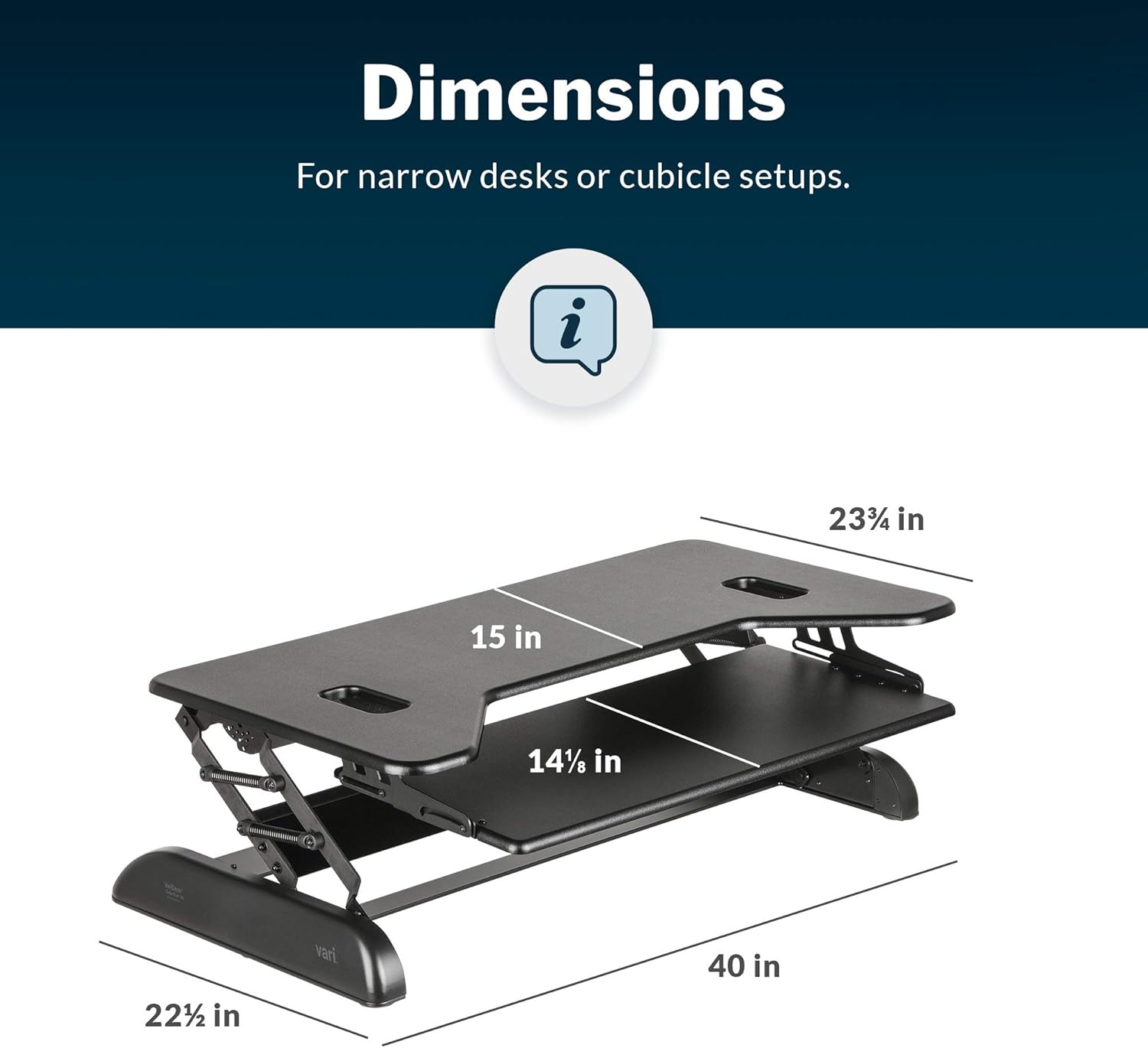 Vari VariDesk Cube Plus 40 - Two-Tier Cubicle Standing Desk Converter for Dual Monitors