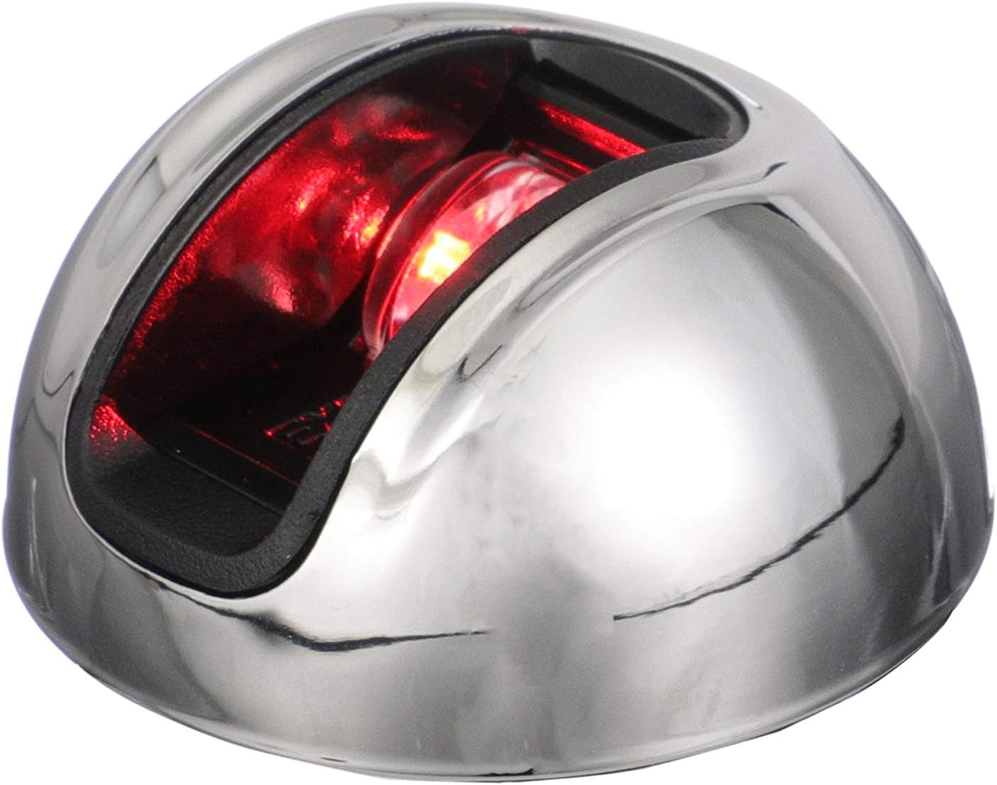 Attwood NV3012SSR-7 LightArmor 2-Mile Vertical Surface Mount Navigation Light, Red LED Lighting, Round Stainless Housing