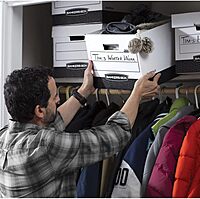 Bankers Box 12 Pack R-KIVE Heavy-Duty File Storage Boxes, FastFold, Lift-Off Lid, Letter, White/Black