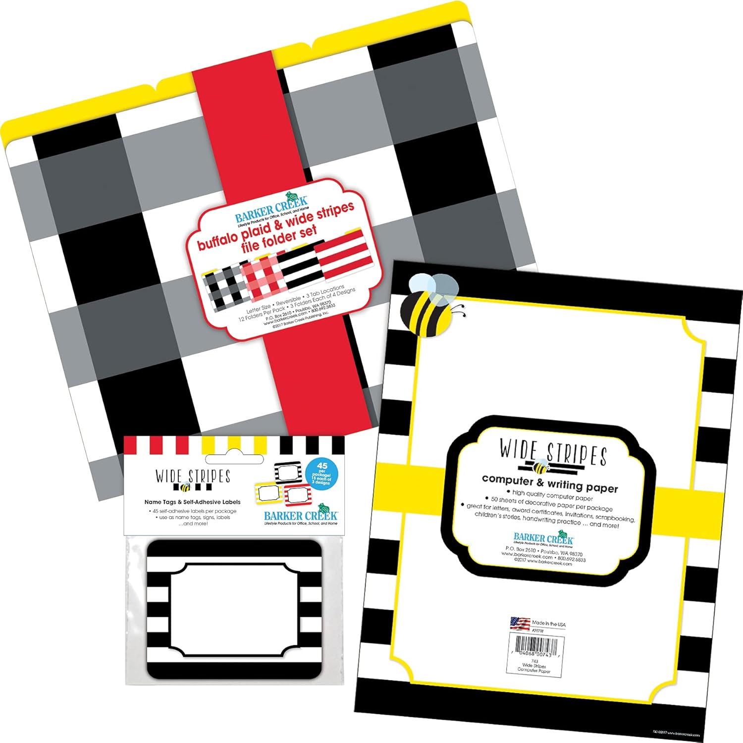 Barker Creek Get Organized Office Kit with Letter-Size File Folders, Computer Paper & Self-Adhesive Labels