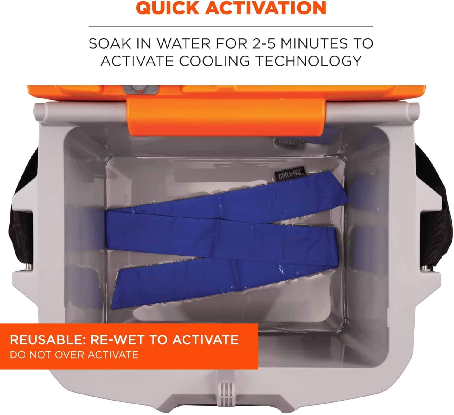 Ergodyne Chill Its 6700 Cooling Bandana, Evaporative Polymer Crystals for Cooling Relief, Tie for Adjustable Fit