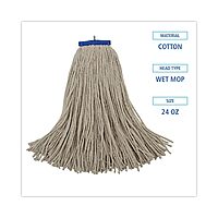 Boardwalk BWK724CCT 24 oz. Cut-End Lie-Flat Cotton Wet Mop Head - White (12/Carton)