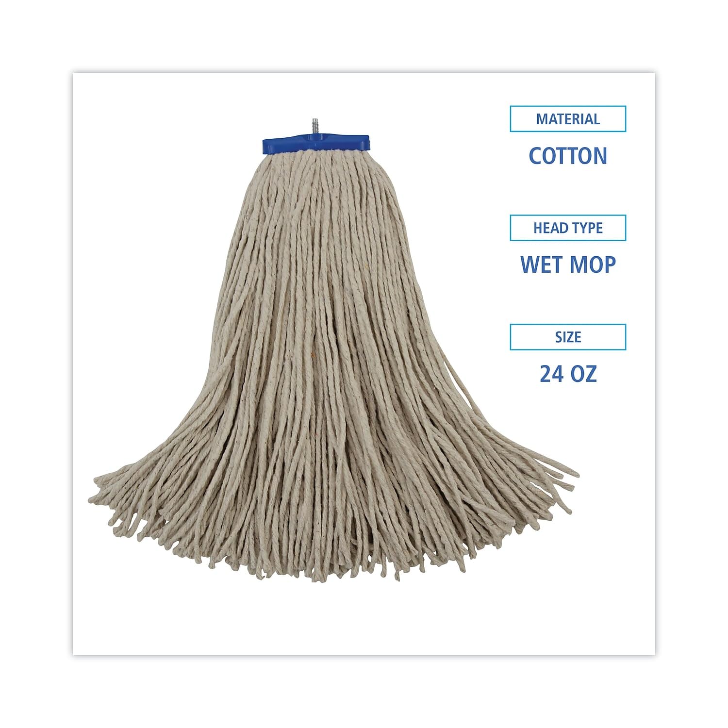 Boardwalk BWK724CCT 24 oz. Cut-End Lie-Flat Cotton Wet Mop Head - White (12/Carton)