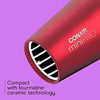 Conair Mini Pro Travel Hair Dryer with Folding Handle - 1200W Tourmaline Ceramic (Red)