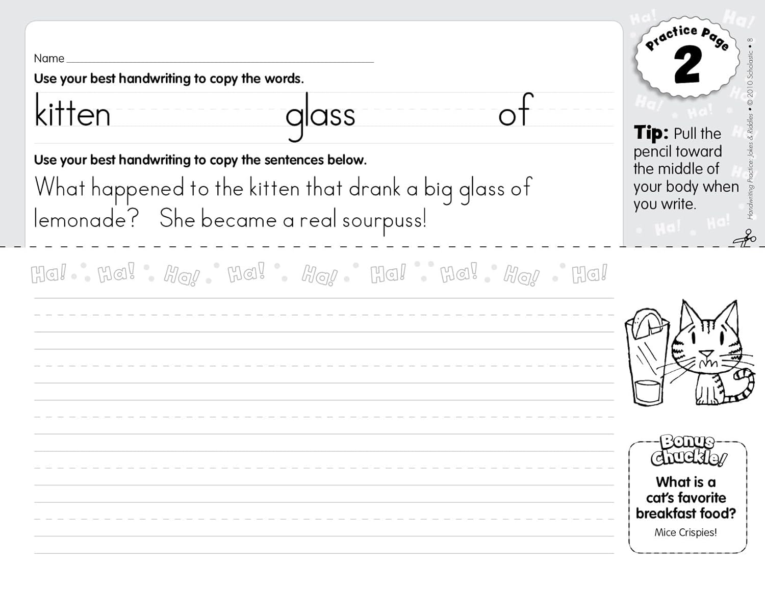 Scholastic Handwriting Practice: Jokes & Riddles