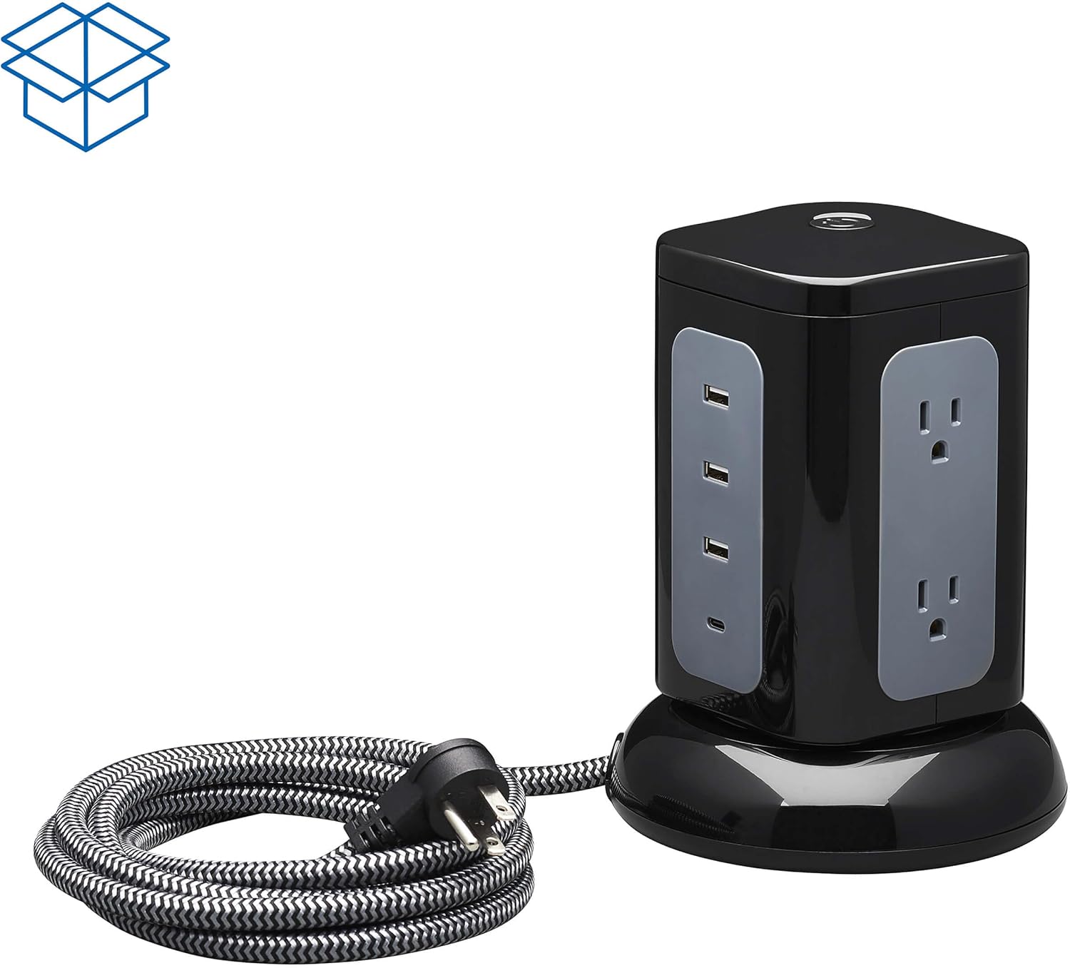 Tripp Lite TLP606UCTOWER Surge Protector Tower with USB Ports, 1800 Joules, 6-Outlets, 3 USB-A + 1 USB-C, 8ft Cord